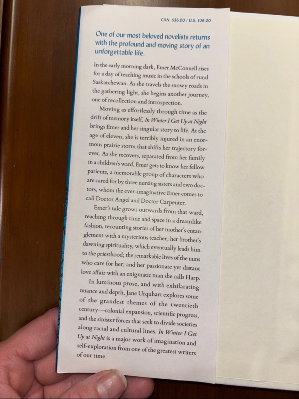 Mix & Match 4/$40 | In Winter I Get Up At Night - Jane Urquhart | Hardcover - Picture 3 of 5